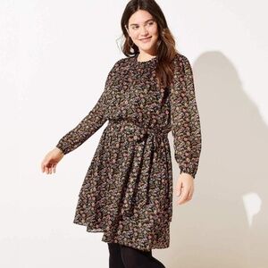 LOFT Shimmer Tiered Floral Spring Dress Size XS